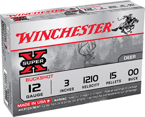 Winchester Ammo XB12300 Super-X 12 Gauge 3" Lead 15 Pellets 00 Buck Shot 5 Bx/ 50 Cs