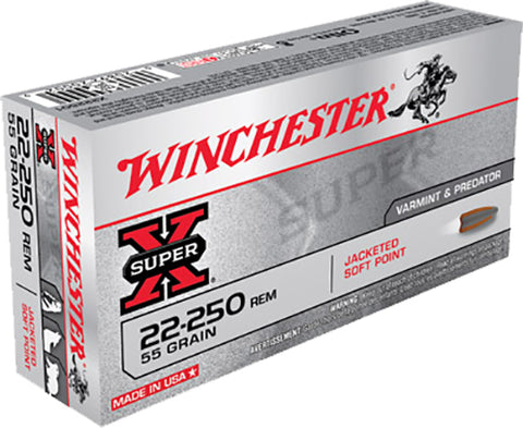 Winchester Ammo X222501 Super-X 22-250 Remington 55 GR Pointed Soft Point 20 Bx/ 10 Cs