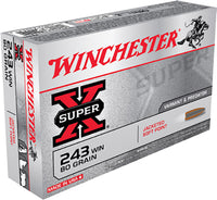 Winchester Ammo X2431 Super-X 243 Winchester 80 GR Pointed Soft Point 20 Bx/10 Cs