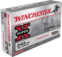 Winchester Ammo X2432 Super-X 243 Winchester 100 GR Power-Point 20 Bx/ 10 Cs