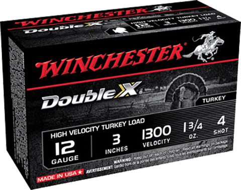 Winchester Ammo STH1234 Double X Turkey 12 Gauge 3" 1-3/4 oz 4 Shot 10 Bx/10 Cs