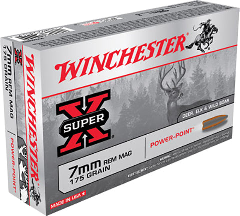 Winchester Ammo X7MMR2 Super-X 7mm Remington Magnum 175 GR Power-Point 20 Bx/ 10 Cs