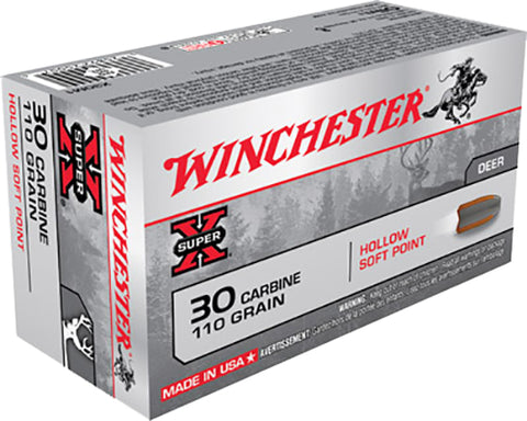 Winchester Ammo X30M1 Super-X 30 Carbine 110 GR Hollow Soft Point 50 Bx/ 10 Cs