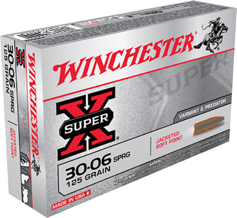 Winchester Ammo X30062 Super-X 30-06 Springfield 125 GR Pointed Soft Point 20 Bx/ 10 Cs