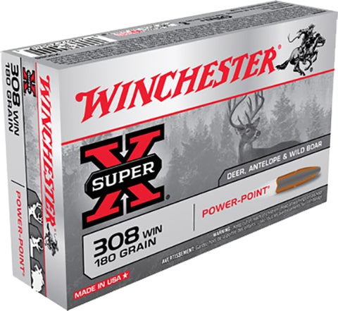 Winchester Ammo X3086 Super-X 308 Winchester/7.62 NATO 180 GR Power-Point 20 Bx/ 10 Cs