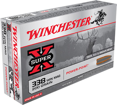 Winchester Ammo X3381 Super-X 338 Winchester Magnum 200 GR Power-Point 20 Bx/ 10 Cs