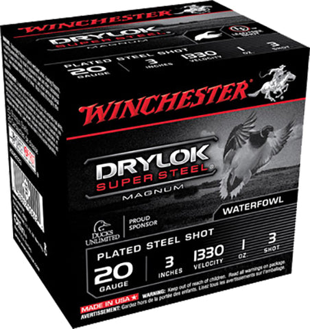 Winchester Ammo XSM2033 Drylock Super Steel Magnum 20 Gauge 3" 1 oz 3 Shot 25 Bx/ 10 Cs