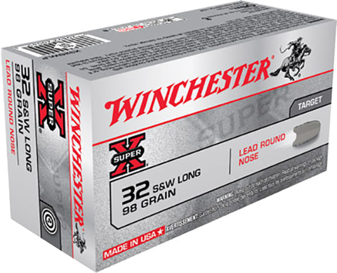 Winchester Ammo X32SWLP Super-X 32 Smith & Wesson Long 98 GR Lead Round Nose 50 Bx/ 10 Cs