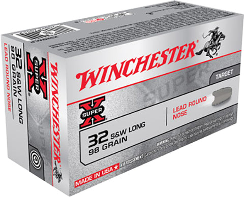 Winchester Ammo X32SWLP Super-X 32 Smith & Wesson Long 98 GR Lead Round Nose 50 Bx/ 10 Cs