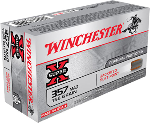 Winchester Ammo X3575P Super-X 357 Magnum 158 GR Jacketed Soft Point 50 Bx/ 10 Cs