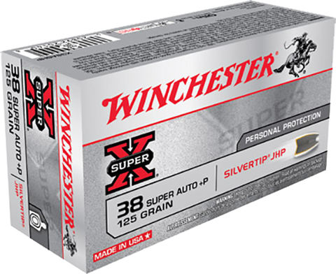 Winchester Ammo X38ASHP Super-X 38 Super 125 GR Silvertip HP 50 Bx/ 10 Cs