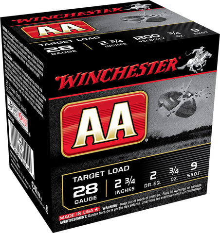 Winchester Ammo AA289 AA Target 28 Gauge 2.75" 3/4 oz 9 Shot 25 Bx/ 10 Cs