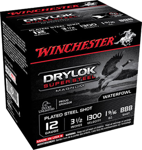 Winchester Ammo XSC12LBBB Drylock Super Steel Magnum 12 Gauge 3.5" 1 9/16 oz BBB Shot 25 Bx/ 10 Cs
