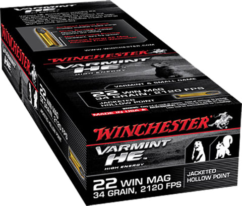 Winchester Ammo S22WM Supreme 22 Winchester Magnum Rimfire (WMR) 34 GR Jacketed Hollow Point 50 Bx/ 40 Cs
