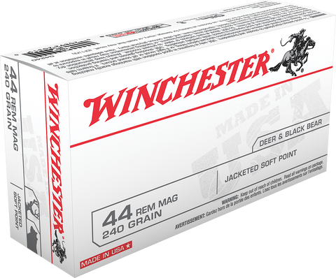 Winchester Ammo Q4240 Best Value 44 Remington Magnum 240 GR Jacketed Soft Point 50 Bx/ 10 Cs