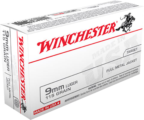 Winchester Ammo Q4172 Best Value 9mm Luger 115 GR Full Metal Jacket 50 Bx/ 10 Cs