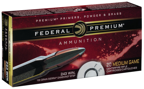 Federal P243C Vital-Shok 243 Winchester 100 GR Sierra GameKing BTSP 20 Bx/ 10 Cs