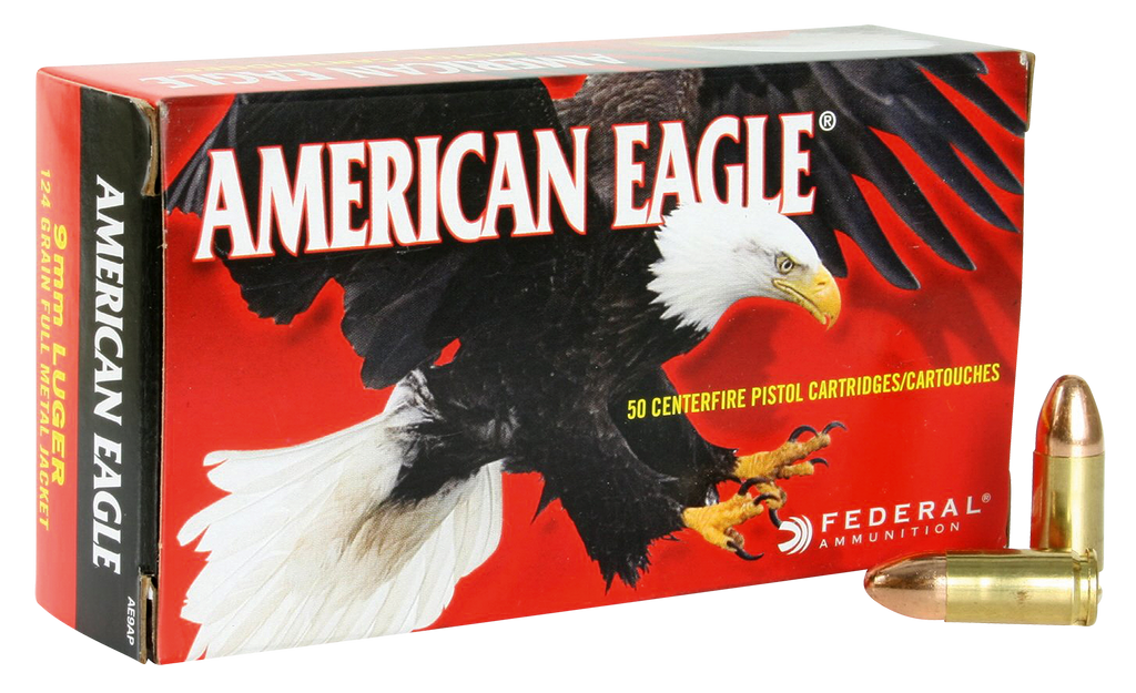 Federal AE9AP American Eagle 9mm Luger 124 GR Full Metal Jacket 50 Bx/ 20 Cs
