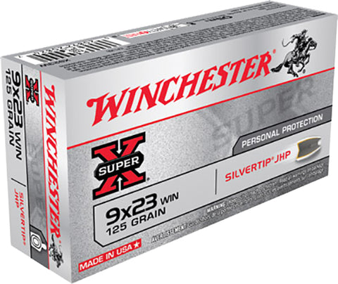 Winchester Ammo X923W Super-X 9x23 Winchester 125 GR Silvertip HP 50 Bx/ 10 Cs