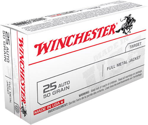 Winchester Ammo Q4203 Best Value 25 Automatic Colt Pistol (ACP) 50 GR Full Metal Jacket 50 Bx/ 10 Cs