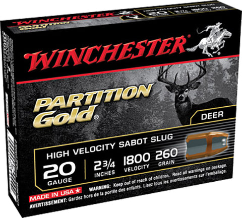 Winchester Ammo SSP20 Supreme 20 Gauge 2.75" 260 GR Sabot Slug Shot 5 Bx/ 20 Cs