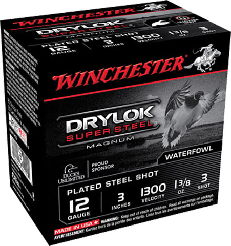 Winchester Ammo XSM1233 Drylock Super Steel Magnum 12 Gauge 3" 1 3/8 oz 3 Shot 25 Bx/ 10 Cs