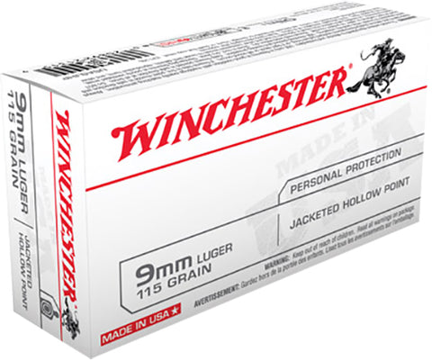 Winchester Ammo USA9JHP Best Value 9mm Luger 115 GR Jacketed Hollow Point 50 Bx/ 10 Cs