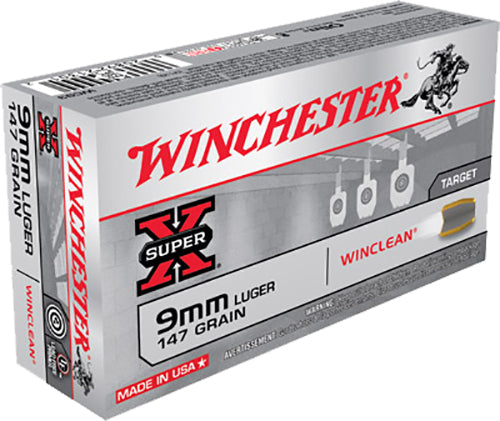 Winchester Ammo WC93 WinClean 9mm Luger 147 GR Brass Enclosed Base 50 Bx/ 10 Cs