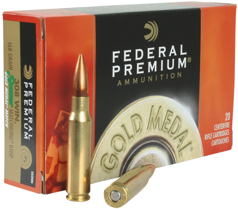 Federal GM308M Gold Medal 308 Winchester/7.62 NATO 168 GR Sierra MatchKing BTHP 20 Bx/ 10 Cs