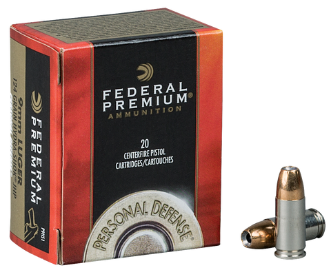Federal P9HS2 Premium 9mm Hydra-Shok JHP 147 GR 20 Box/25 Case