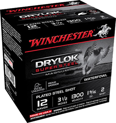 Winchester Ammo XSM12L2 Drylock Super Steel Magnum 12 Gauge 3.5" 1 9/16 oz 2 Shot 25 Bx/ 10 Cs