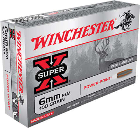 Winchester Ammo X6MMR2 Super-X 6mm Remington 100 GR Power-Point 20 Bx/ 10 Cs