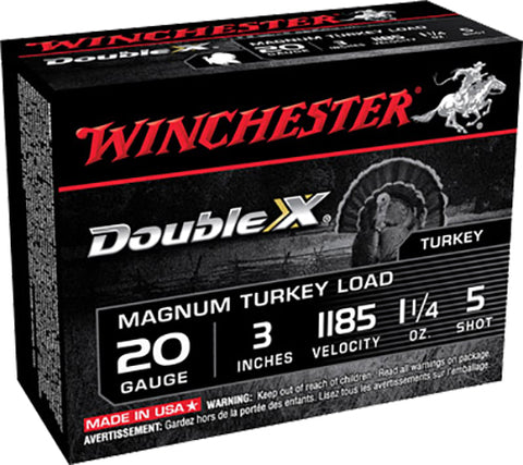 Winchester Ammo X203XCT5 Double X Turkey 20 Gauge 3" 1-1/4 oz 5 Shot 10 Bx/ 10