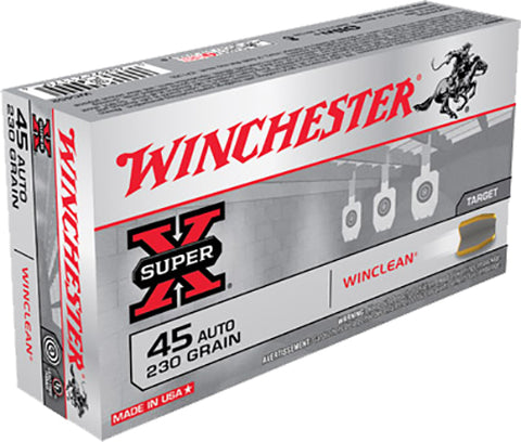 Winchester Ammo WC452 WinClean 45 Automatic Colt Pistol (ACP) 230 GR Brass Enclosed Base 50 Bx/10 Cs
