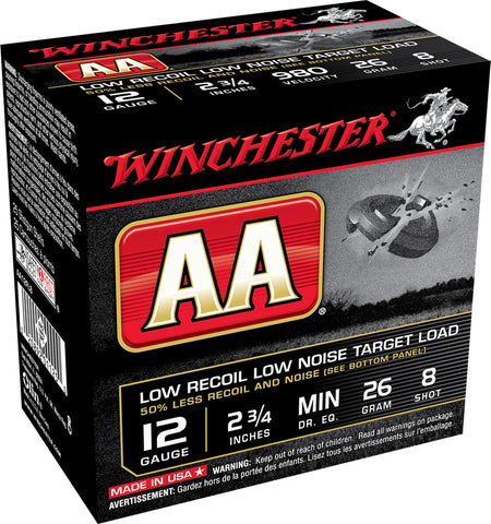 Winchester Ammo AA12FL8 AA Low Recoil Low Noise 12 Gauge 2.75" 1 oz 8 Shot 25 Bx/ 10 Cs
