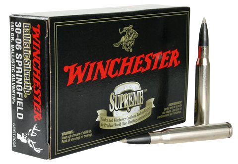 Winchester Ammo SBST3006 Supreme 30-06 Springfield 150 GR Ballistic Silvertip 20 Bx/ 10 Cs