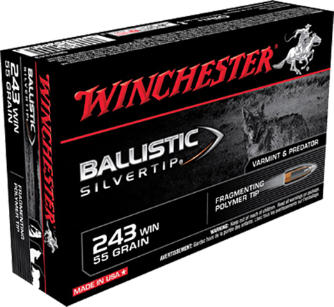 Winchester Ammo SBST243 Supreme 243 Winchester 55 GR Ballistic Silvertip 20 Bx/ 10 Cs