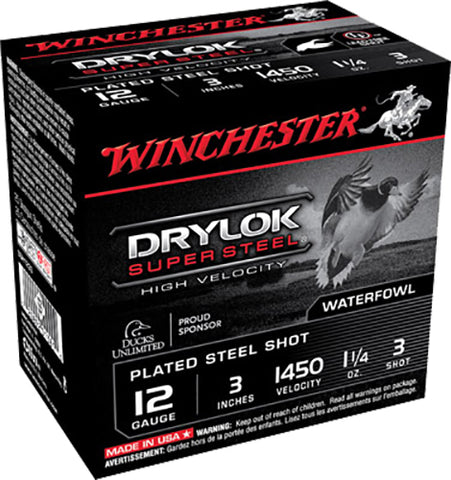 Winchester Ammo SSH1233 Drylock Super Steel High Velocity 12 Gauge 3" 1 1/4 oz 3 Shot 25 Bx/ 10 Cs
