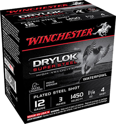 Winchester Ammo SSH1234 Drylock Super Steel High Velocity 12 Gauge 3" 1 1/4 oz 4 Shot 25 Bx/ 10 Cs