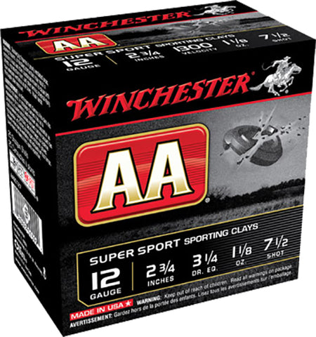 Winchester Ammo AASC127 AA Super Sport 12 Gauge 2.75" 1 1/8 oz 7.5 Shot 25 Bx/ 10 Cs