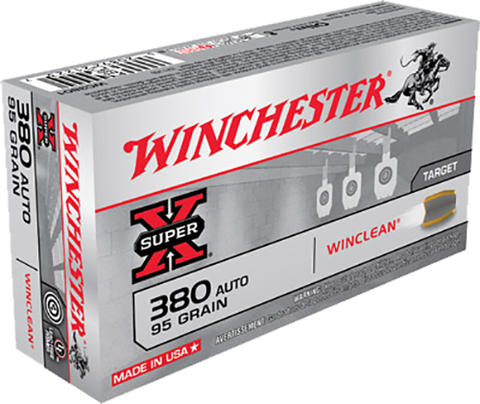 Winchester Ammo WC3801 WinClean 380 Automatic Colt Pistol (ACP) 95 GR Brass Enclosed Base 50 Bx/ 10 Cs