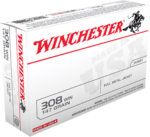 Winchester Ammo USA3081 Best Value 308 Winchester/7.62 NATO 147 GR Full Metal Jacket Boat Tail 20 Bx/ 10 Cs