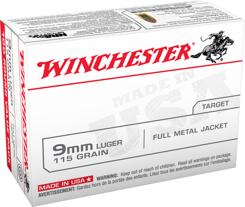 Winchester Ammo USA9MMVP Best Value 9mm Luger 115 GR Full Metal Jacket 100 Bx/ 10 Cs - 100 Rounds