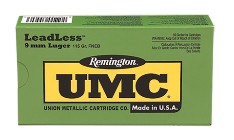 Remington Ammunition LL9MM11 UMC 9mm Luger 115 GR Flat Nose Enclosed Base 50 Bx/ 10 Cs