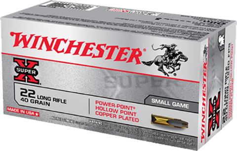 Winchester Ammo X22LRPP Super-X 22 Long Rifle 40 GR Power-Point 100 Bx/ 20 Cs
