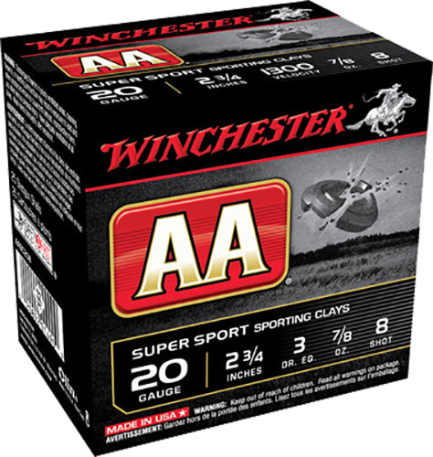 Winchester Ammo AASC208 AA Super Sport 20 Gauge 2.75" 7/8 oz 8 Shot 25 Bx/ 10 Cs