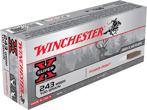 Winchester Ammo X243WSS Super-X 243 Winchester Super Short Magnum 100 GR Power-Point 20 Bx/ 10 Cs