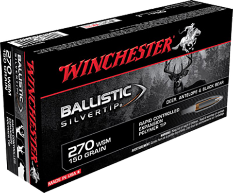 Winchester Ammo SBST2705A Supreme 270 Winchester Short Magnum 150 GR Ballistic Silvertip 20 Bx/ 10 Cs