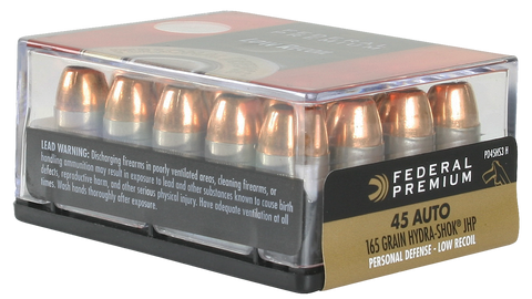 Federal PD45HS3H Premium 45 ACP Hydra-Shok JHP 165 GR 20Box/10Case