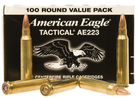 Federal AE223BL American Eagle 223 Remington/5.56 NATO 55 GR Full Metal Jacket Boat Tail 100 Bx/ 5 Cs - 100 Rounds